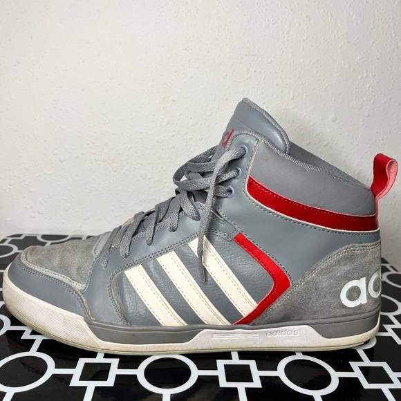 Adidas Neo Raleigh Gray/Red Sneakers w/Suede Upper & Padded Collar—Men's Size 13 - Picture 5 of 10